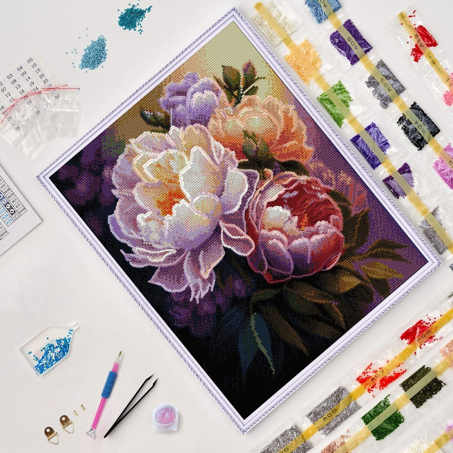 Blossoming peonies